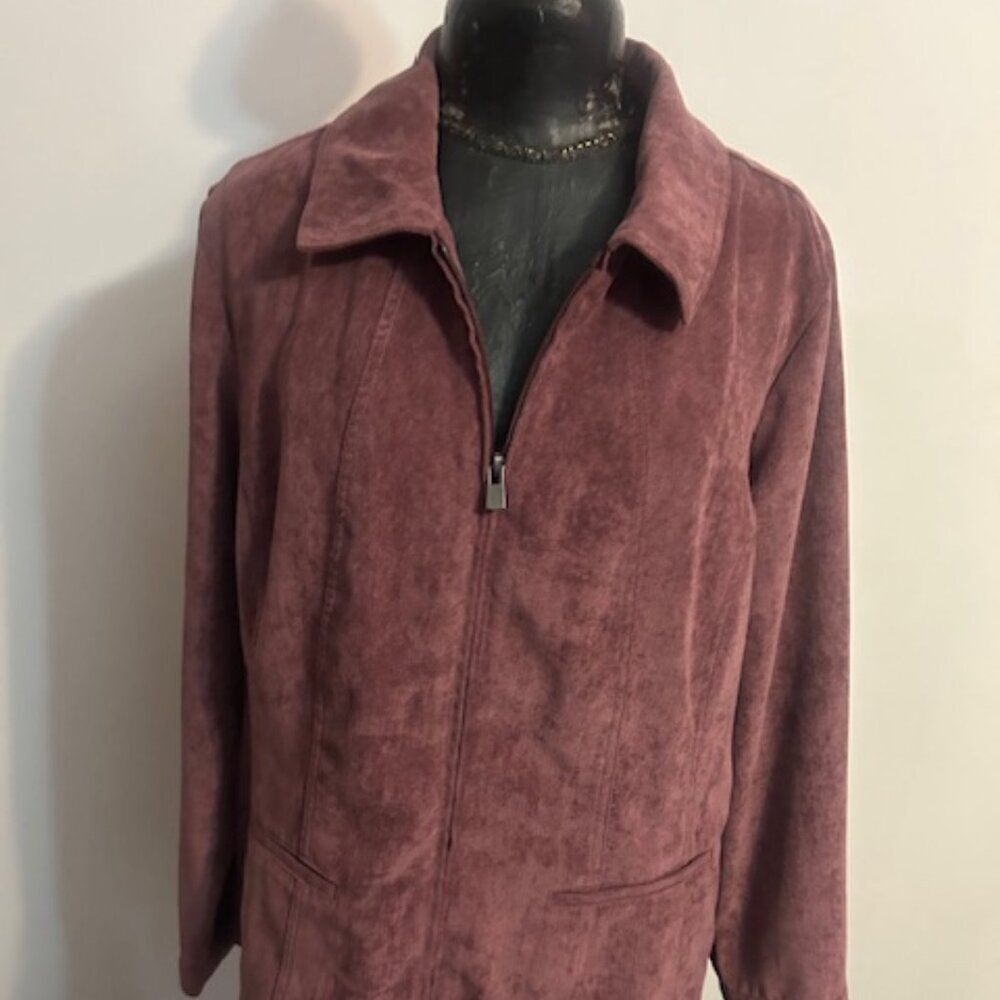CJ Banks Light Wine/Burgundy zip front jacket, size 1X